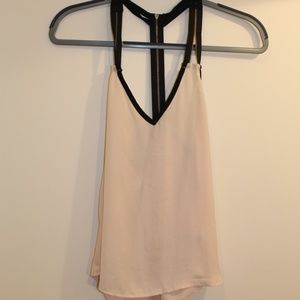Light Pink Tank Top with Black Zipper Detail